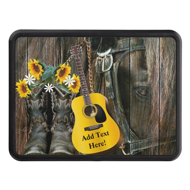 Cache Pour Crochet De Remorquage Chaussures de cowboy du cheval occidental Guitare  (Devant)