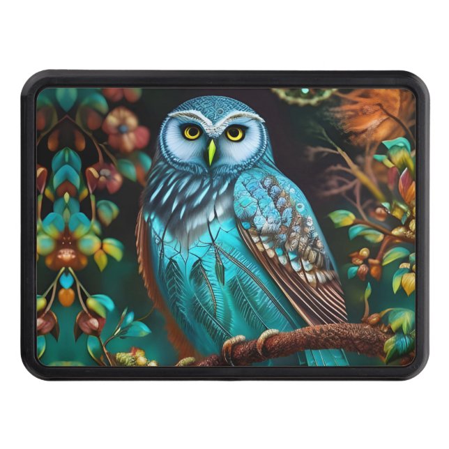 Cache Pour Crochet De Remorquage Chouette turquoise (Devant)