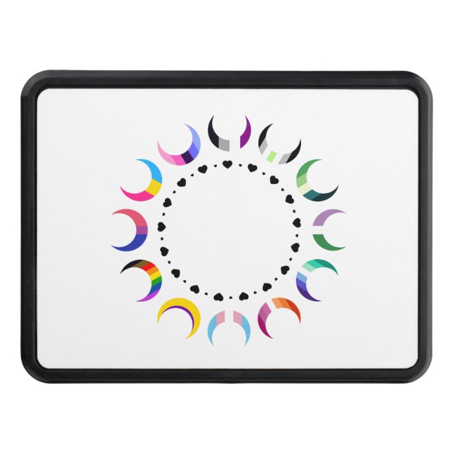 Cache Pour Crochet De Remorquage Crescent Pride Lunes et Coeurs Noirs (Devant)