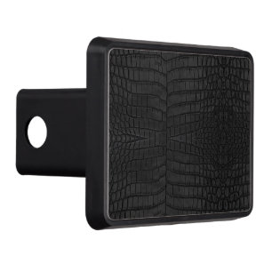 Cache Pour Crochet De Remorquage Crocodile noir en cuir imprimé