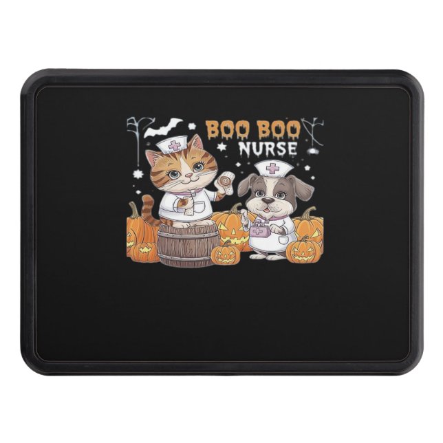 Cache Pour Crochet De Remorquage Cute Halloween Nurse Chat et Chien avec Cla Citrou (Devant)