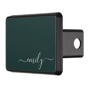 Cache Pour Crochet De Remorquage Dark Green Modern Script Nom du monogramme