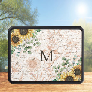Cache Pour Crochet De Remorquage Découpage de tournesol rustique Vintage monogramme