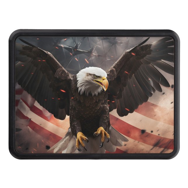 Cache Pour Crochet De Remorquage Drapeau américain patriotique Aigle chauve (Devant)
