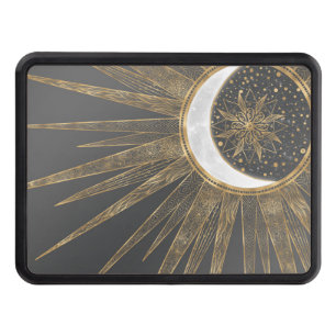 Cache Pour Crochet De Remorquage Elegant Gold Doodles Sun Moon Mandala Design