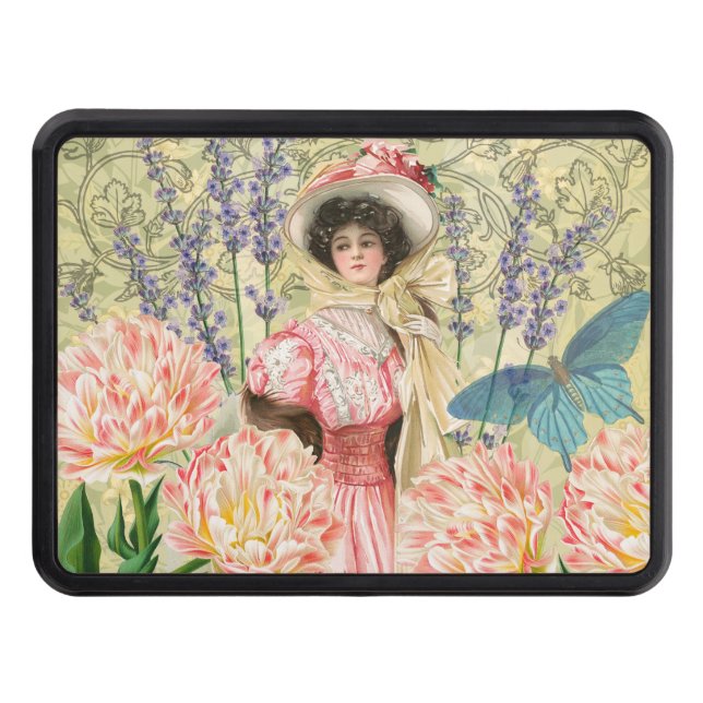 Cache Pour Crochet De Remorquage Femme victorienne florale rose Régence (Devant)