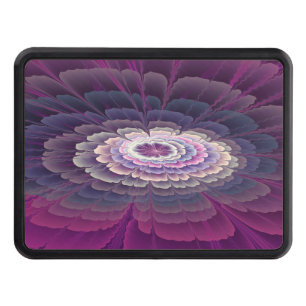 Cache Pour Crochet De Remorquage Fleur rayante Coloré Abstrait Fractal Art rose