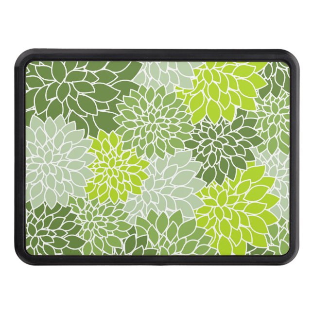 Cache Pour Crochet De Remorquage Fleurs Dahlia, Motif De Fleurs, Dahlia Verte (Devant)