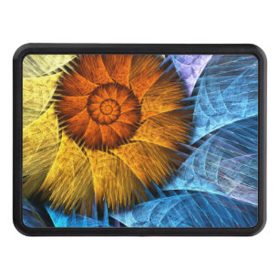 Cache Pour Crochet De Remorquage Floral Orange Bleu Jaune Art Abstrait