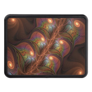 Cache Pour Crochet De Remorquage Fluorescent coloré Abstrait Trippy Brown Fractal