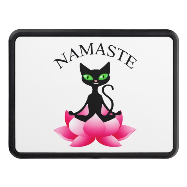 Cache Pour Crochet De Remorquage Funny Namaste Cat Yoga Lotus Flower (Devant)