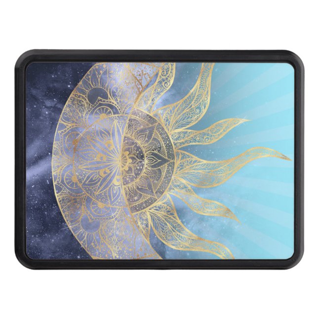 Cache Pour Crochet De Remorquage Gold Moon Sun Mandala Celestial Design (Devant)