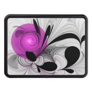 Cache Pour Crochet De Remorquage Gris Noir Abstrait Avec Art Fractal Magenta