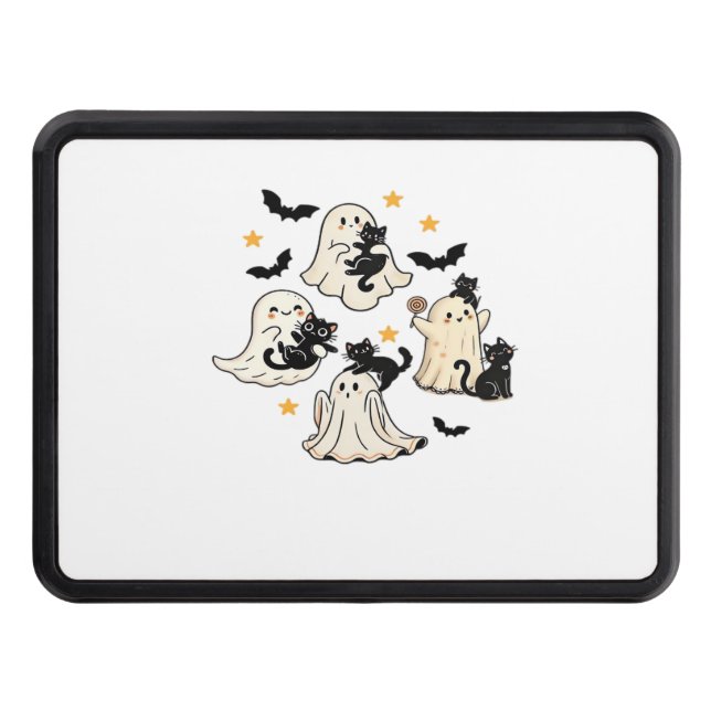 Cache Pour Crochet De Remorquage Halloween Cute Ghosts Bats Black Cats Oversized T- (Devant)