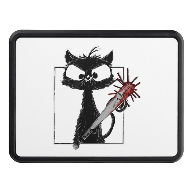 Cache Pour Crochet De Remorquage Halloween de baseball de chat noir (Devant)
