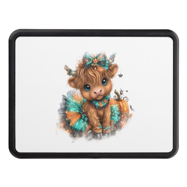Cache Pour Crochet De Remorquage Highland Cow Farm Halloween (Devant)
