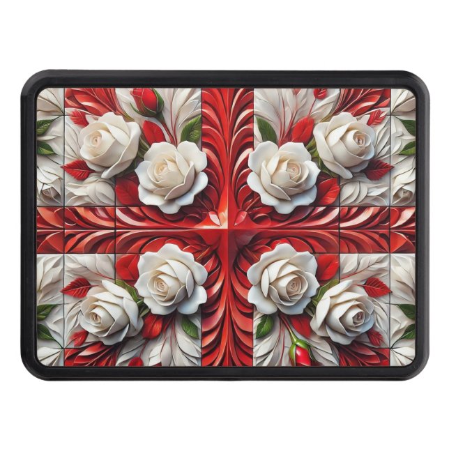 Cache Pour Crochet De Remorquage Hitch avec design Rose anglais (Devant)