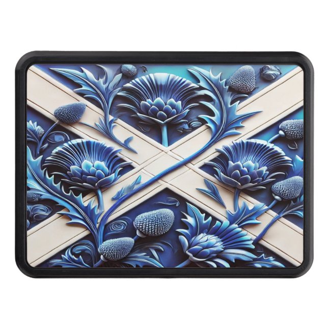 Cache Pour Crochet De Remorquage Hitch couvercle avec chardon écossais (Devant)