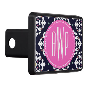 Cache Pour Crochet De Remorquage Ikat et monogramme rose