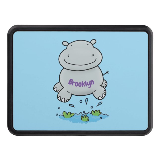 Cache Pour Crochet De Remorquage Illustration de saut en hippo mignon (Devant)