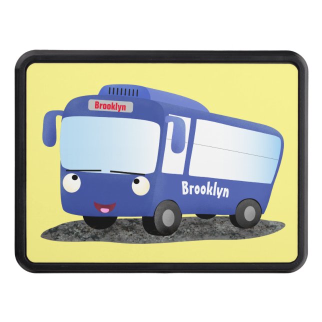 Cache Pour Crochet De Remorquage Illustration d'un bus moderne bleu mignon (Devant)
