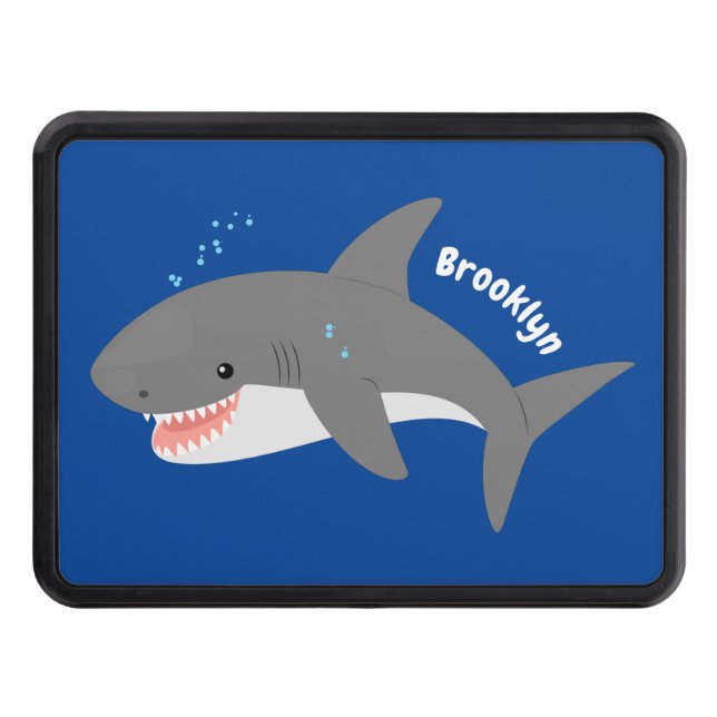 Cache Pour Crochet De Remorquage Illustration joyeuse du grand requin blanc (Devant)