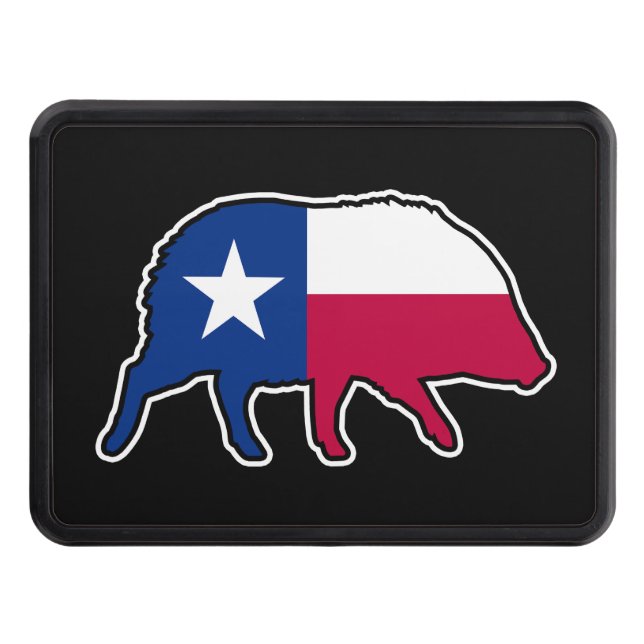 Cache Pour Crochet De Remorquage Javelina Silhouette avec drapeau du Texas (Devant)