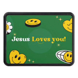 Cache Pour Crochet De Remorquage "Jésus t'aime" Smiley Vert Pour Chrétiens