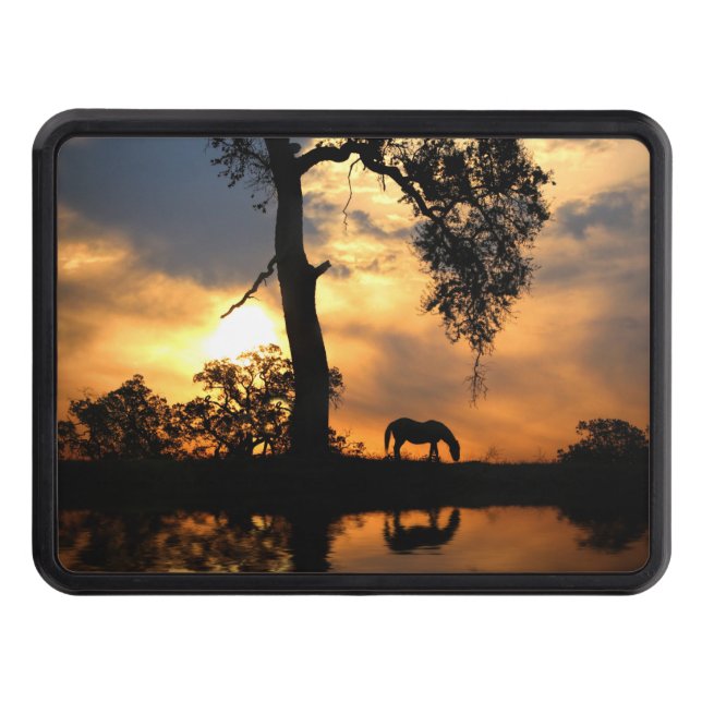 Cache Pour Crochet De Remorquage Joli cheval et coucher de soleil (Devant)