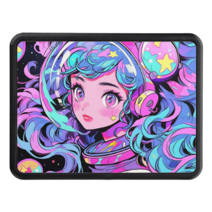 Cache Pour Crochet De Remorquage Kawaii Pastel Rose et Blue Space Anime Girl
