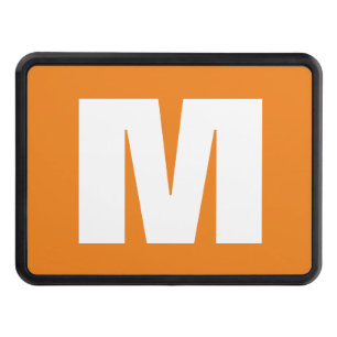 Cache Pour Crochet De Remorquage Lettre initiale Monogramme Style moderne Orange Bl