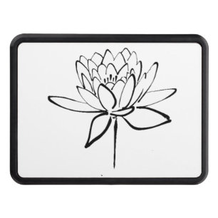 Cache Pour Crochet De Remorquage Lotus Flower Black and White Ink Dessin Art