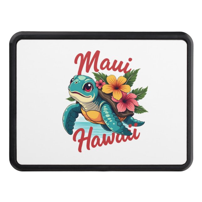 Cache Pour Crochet De Remorquage Maui Hawaii T Chemise Fille Femmes Enfants Tortue  (Devant)