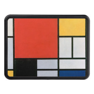 Cache Pour Crochet De Remorquage Mondrial Composition Rouge Jaune Bleu Noir