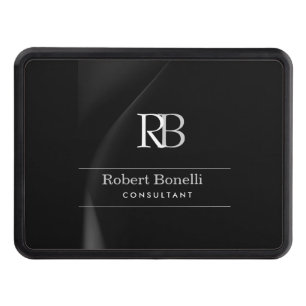 Cache Pour Crochet De Remorquage Monogramme gris moderne clair Nom initial