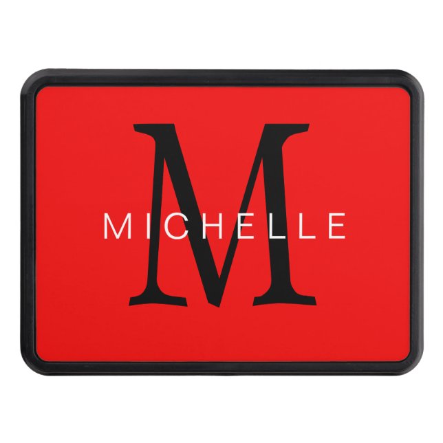 Cache Pour Crochet De Remorquage Monogramme noir rouge professionnel Votre nom (Devant)