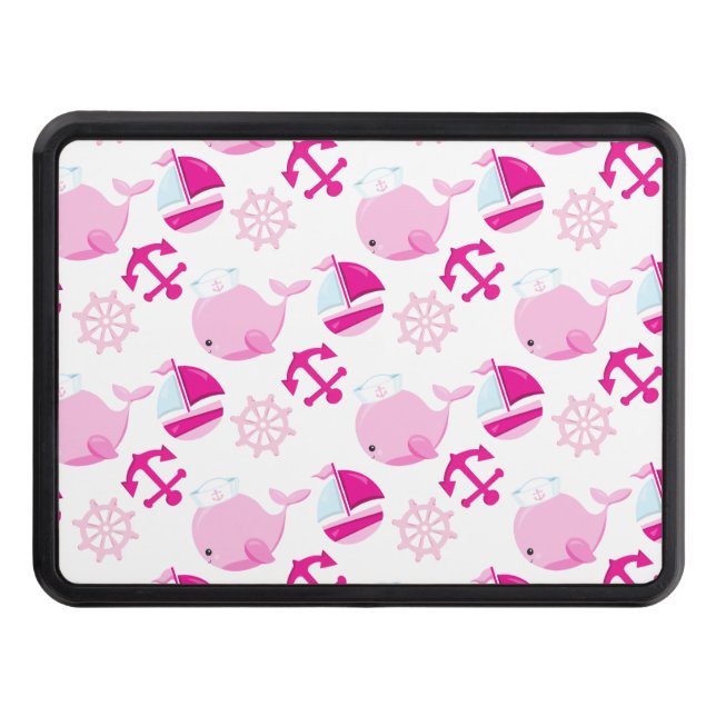 Cache Pour Crochet De Remorquage Motif De Baleines, Beaux Baleines, Baleines Roses (Devant)