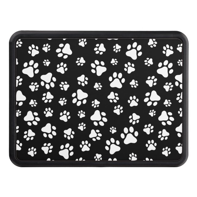 Cache Pour Crochet De Remorquage Motif des pattes, Empreintes de pattes, noir et bl (Devant)