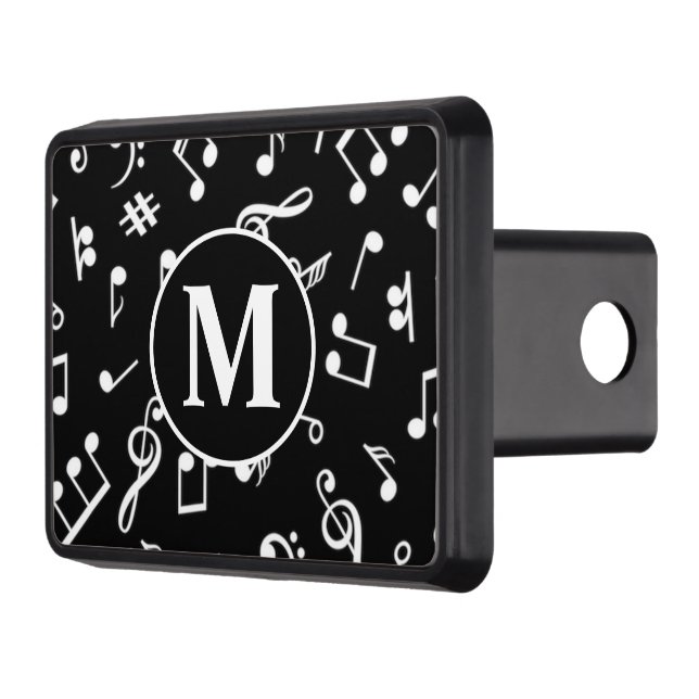 Cache Pour Crochet De Remorquage Noir et blanc Monogram Music Note (Gauche)
