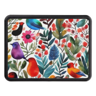 Cache Pour Crochet De Remorquage Oiseaux floraux colorés