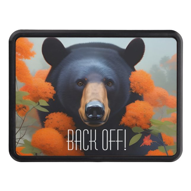 Cache Pour Crochet De Remorquage Ours noir en fleurs orange (Devant)