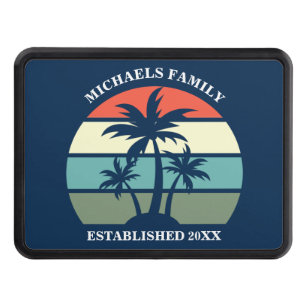 Cache Pour Crochet De Remorquage Palmier tropical Marine Blue Sunset Beach