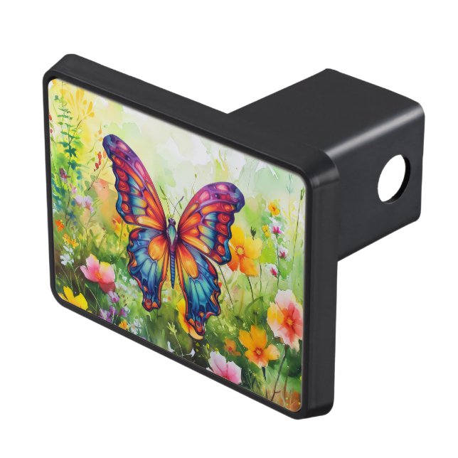 Cache Pour Crochet De Remorquage Papillon Bleu Orange ailes (haut Droit)