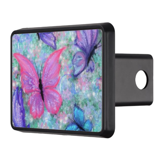 Cache Pour Crochet De Remorquage Papillons violets roses volant Hitch Cover (Gauche)
