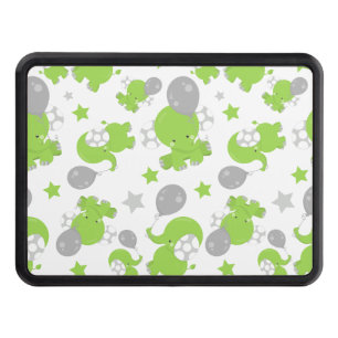 Cache Pour Crochet De Remorquage Pattern of Green Elephants, Cute Elephants, stars