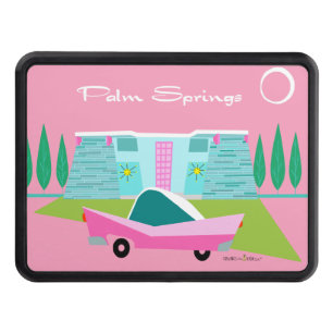 Cache Pour Crochet De Remorquage Retro Pink Palm Springs Trailer Hitch Cover