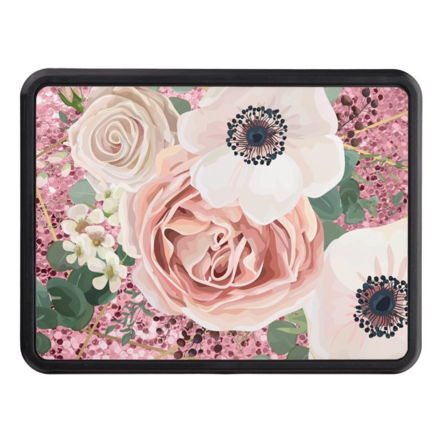 Cache Pour Crochet De Remorquage Rose de jardin géométrique Hitch (Devant)