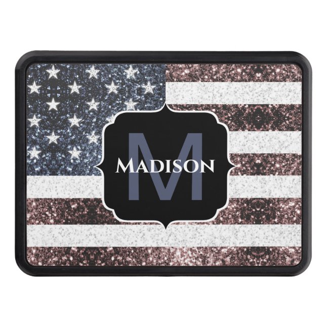 Cache Pour Crochet De Remorquage Rouge rustique Bleu Bleu Étincelles drapeau améric (Devant)