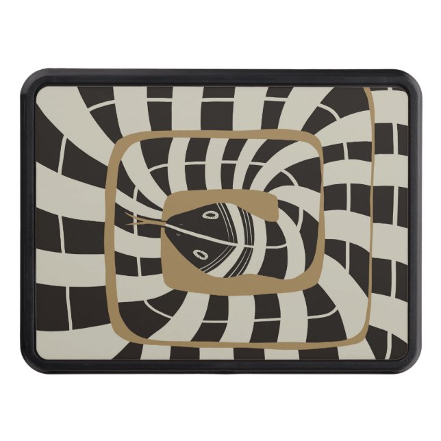 Cache Pour Crochet De Remorquage Serpent Abstrait rayé amusant dans les tons neutre (Devant)