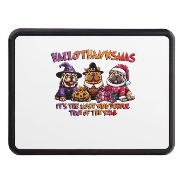 Cache Pour Crochet De Remorquage Shar Pei Halloween Thanksgiving Noël classique (Devant)